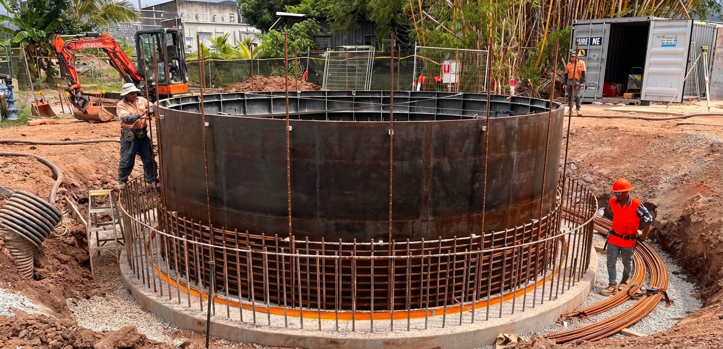 Circular tank foundation